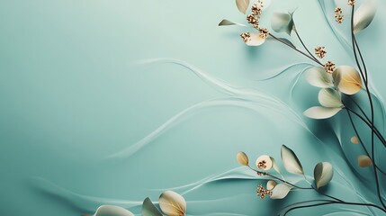 Elegant Gold Accented Eucalyptus Branches on Teal Background