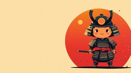 Samurai with Red and Black Armor
