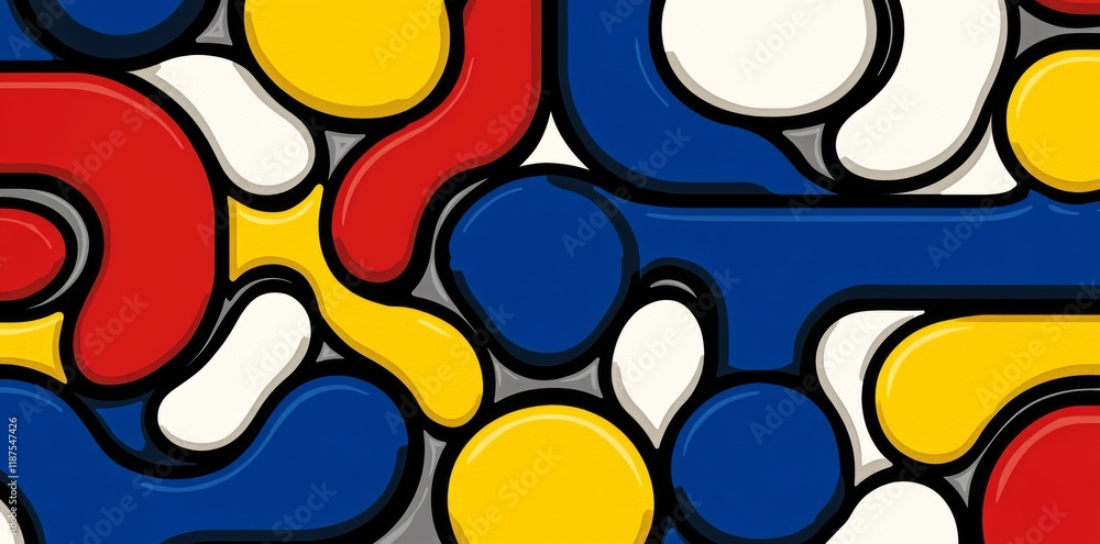 Poster a cheerful, colorful line doodle that forms a seamless pattern. a creative minimalist style art back