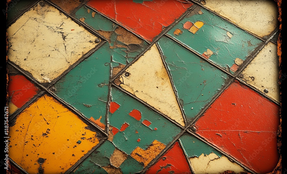 Poster subtle textures enhance a colorful diamond background pattern