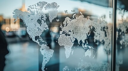Global Perspective: A World Map Etched on Glass
