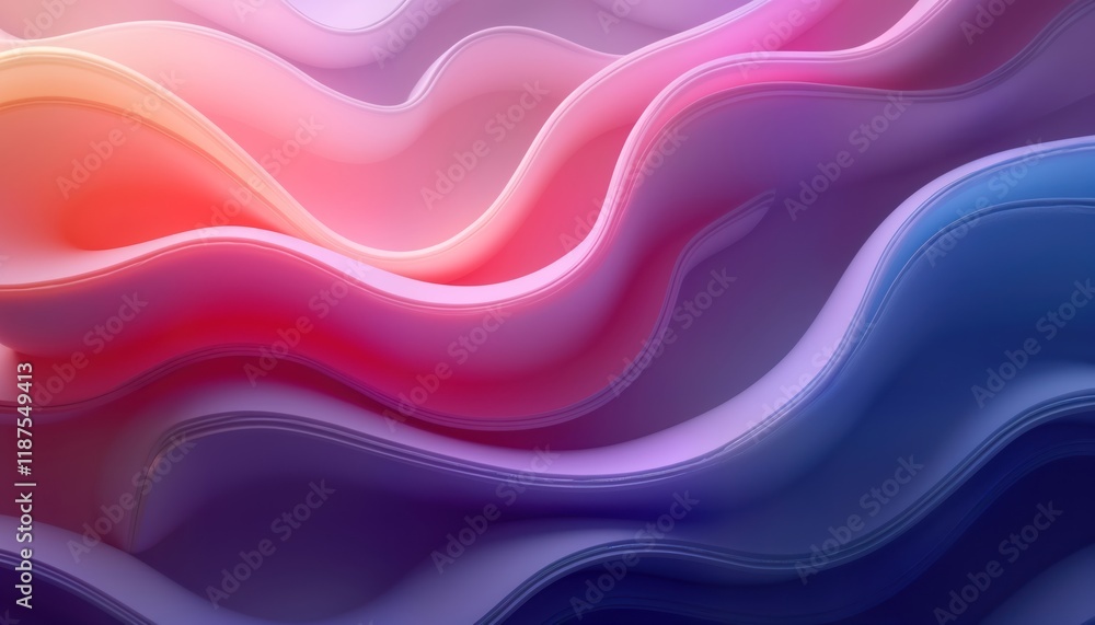 Aufkleber Abstract dynamic purple gradient background with flowing waves. Smooth transitions of vibrant colors. Artistic design. Ideal for wallpaper illustration. Modern, creative design concept. Contemporary