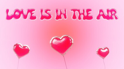 Abstract 3D horizontal backgrounds Valentine heart balloon infographic text 