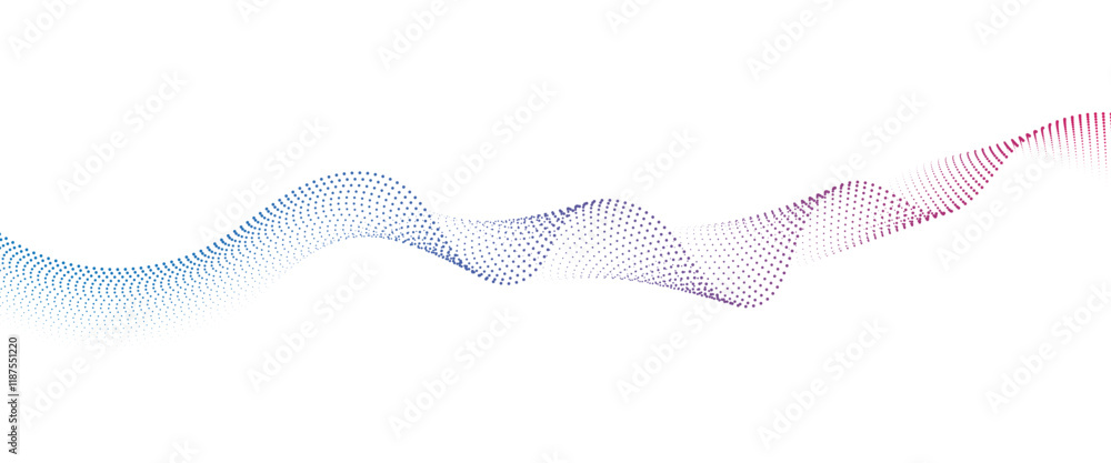Leinwandbilder Flowing Dot Wave halftone gradient pattern on transparent background	