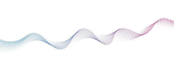 Flowing Dot Wave halftone gradient pattern on transparent background	