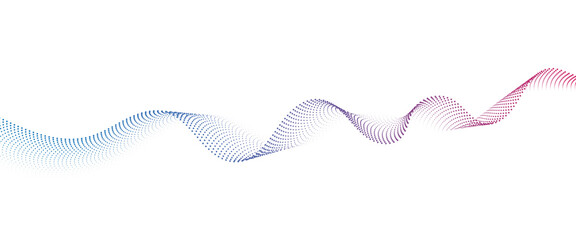 Flowing Dot Wave halftone gradient pattern on transparent background	