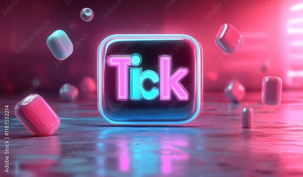 Poster 3d rendering of modern app icon on vibrant gradient background