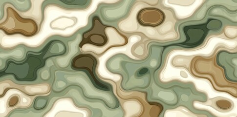Illustrating a colorful abstract organic shape with a seamless pattern on a background of smooth round shapes. The artwork includes a creative drawing texture print and a dynamic liquid splash that
