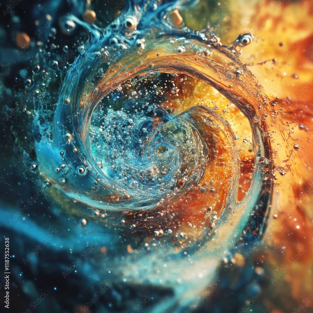 Leinwandbilder Swirling bacteria and microbes move through vibrant liquid in an abstract representation of microscopic life. Generative AI