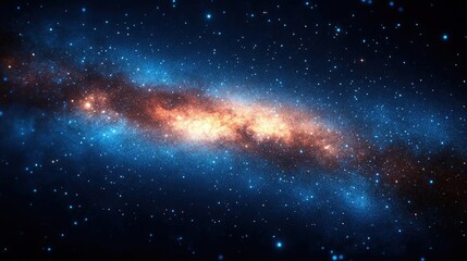 Cosmic Nebula with Blue and Orange Hues Sparkling in the Dark Universe