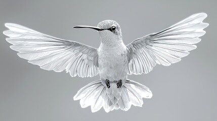 Obraz premium Graceful Hummingbird in Flight: A Monochromatic Masterpiece