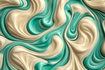 Obraz premium Abstract design with a marbled turquoise and white background, showcasing fluid and swirling forms