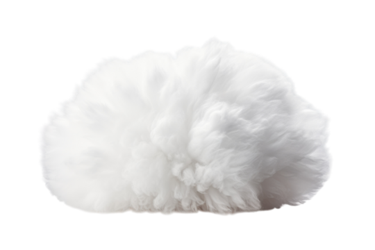 Fluffy white cloud resembling cotton against a soft gray background, evoking calmness and tranquility in a serene atmosphere