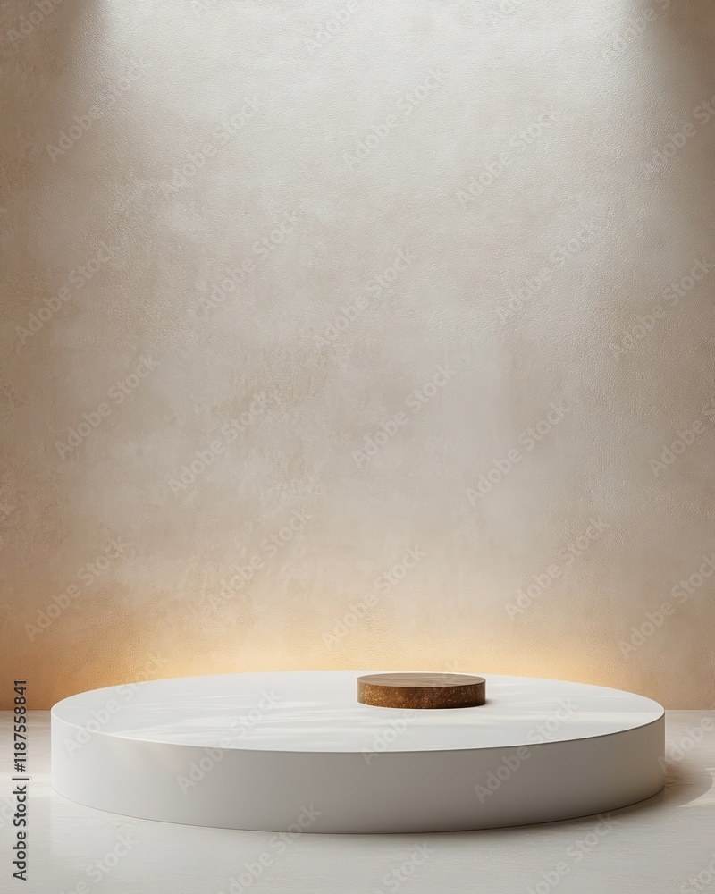 Poster minimalist 3d product display podium for presentation with white background and soft natural lightin