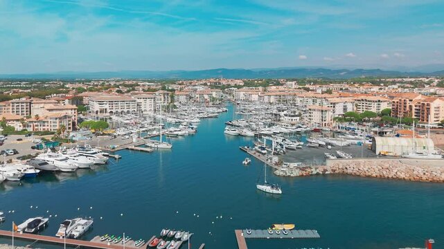 Aerial view of the Sainte-Maxime resort town on the French Riviera, France