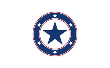 Star with Round frame American flag. Independence day USA concept. Vector Illustration.