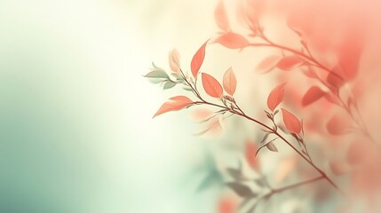 Delicate Branch with Soft Peach Colored Leaves