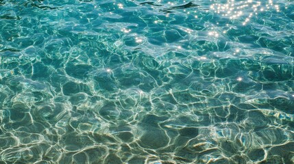Clear Aqua Water Surface Glistens With Sunlight