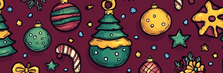 Reflecting the grandeur of Christmas wrapping paper, this modern showcases a beautiful pattern interspersed with ornaments