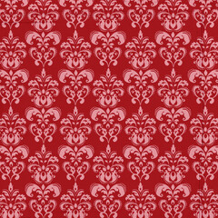 Background paper or fabric, with floral damask and baroque, seamless ornamental pattern