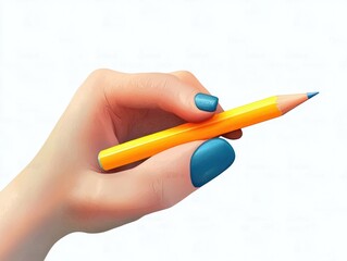 Cartoon Hand Holding Yellow Pencil Illustration