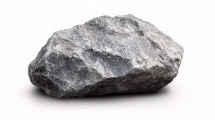Isolated Grey Stone with Shadows on Transparent Background