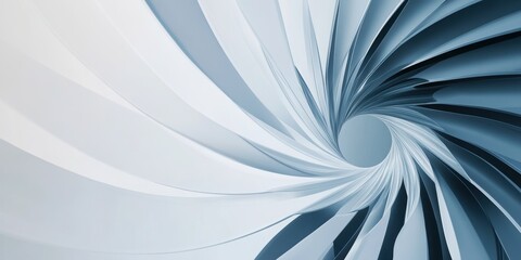 This abstract illustration captures the essence of wind energy with swirling patterns in white and blue, symbolizing airflow. The design showcases smooth gradients and ultra-fine details