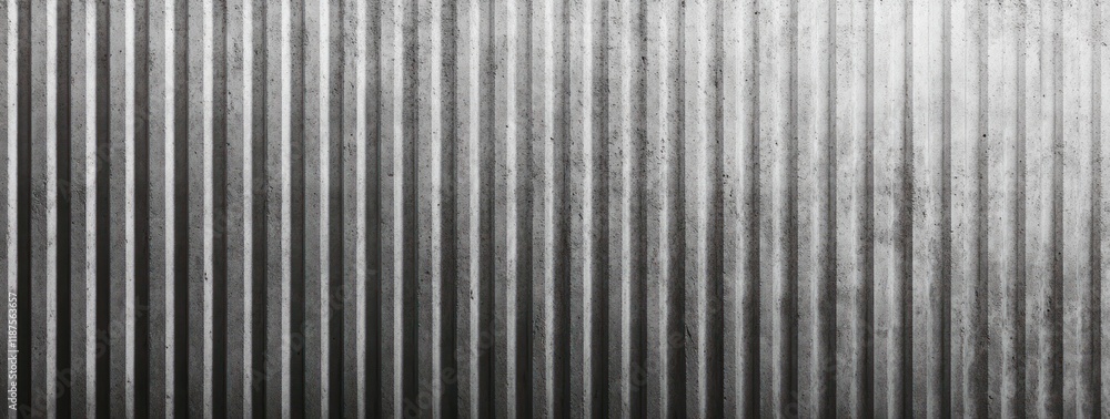 Poster textured corrugated concrete wall with rhythmic lines and soft shadows for minimalistic design
