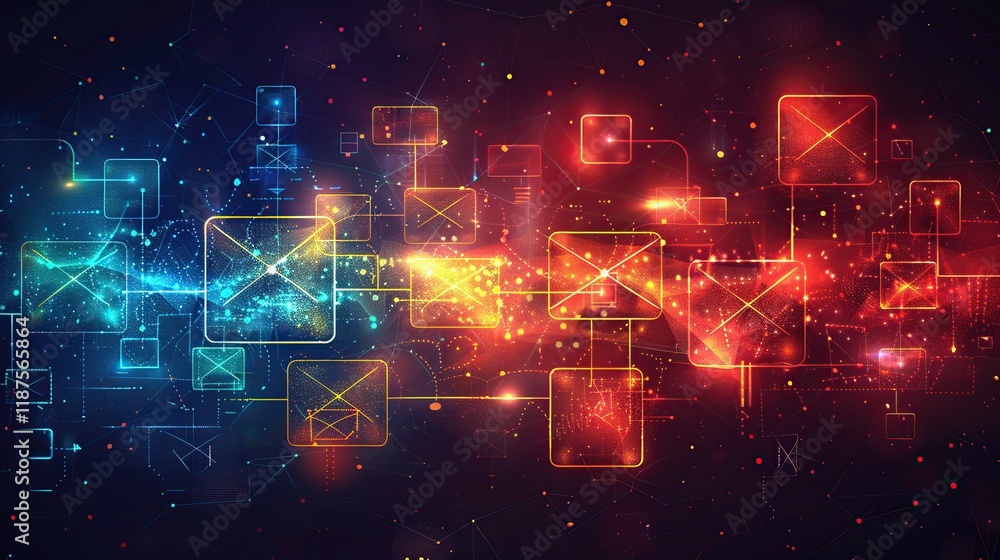 Poster creative abstract background of speech bubbles with digital messaging icons for communication concep