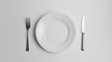 
Empty Plate with Fork and Knife