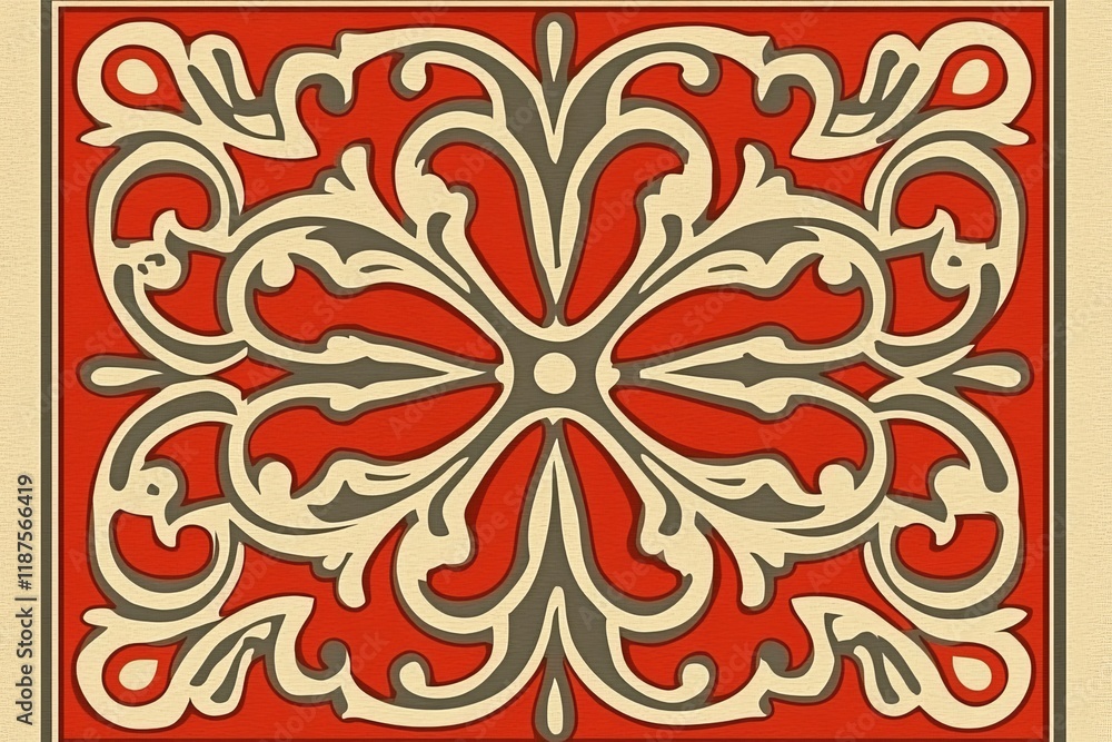 Poster modern abstract geometric seamless pattern utilizing circles, squares, and floral motifs in simple s