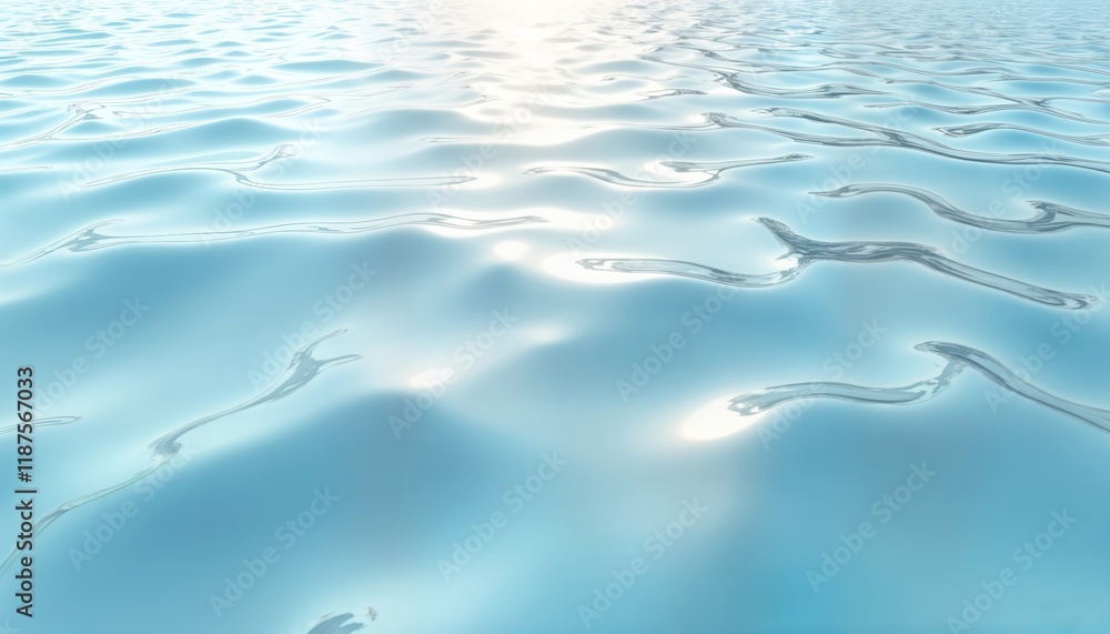 Aufkleber abstract pattern of light blue water surface with subtle ripples, reflections. sunbeams create highl