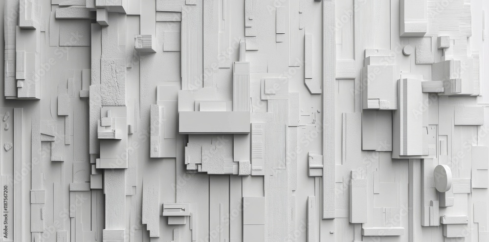 Poster random white cube boxes moving and fading out to cover a background wallpaper banner with open space