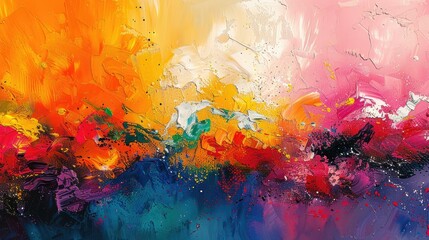 Fototapeta premium Vibrant Abstract Painting Colorful Texture Strokes