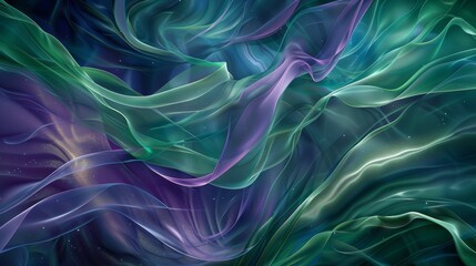 Fototapeta premium Abstract Teal Purple Green Fabric Swirls Wallpaper