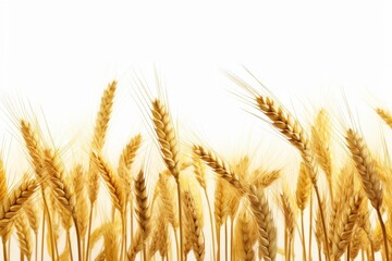 Fototapeta premium Golden wheat stalks sway gently in the warm sunlight against a bright background