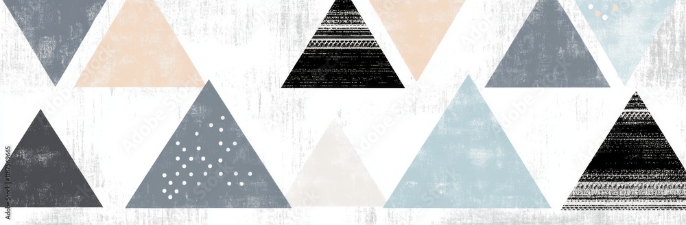 Poster design featuring a gray polygonal background with an abstract triangle pattern