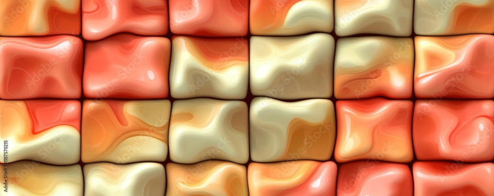 Aufkleber combining a 70's retro seamless pattern and a modern vintage colorful groovy texture on a geometric 