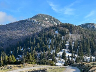 The last remnants of spring snow after a long and harsh mountain winter - Northern Velebit National...