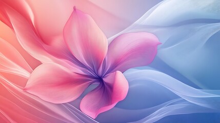 Fototapeta premium Delicate Pink Flower in Flowing Fabric Waves