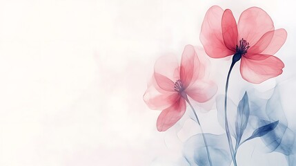 Delicate Pink Flowers Artistic Watercolor Painting