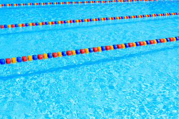 The pool is blue and has a blue line