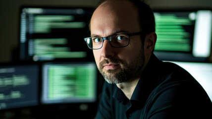 DDoS Attack Response. Network admin uses command line, alerts & firewall logs visible.  Urgent cyber security incident.  Focused IT professional