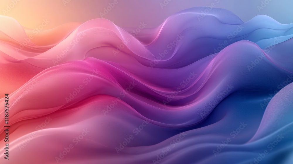 Poster gradient waves, a serene landscape of shifting colors and flowing forms in soft hues