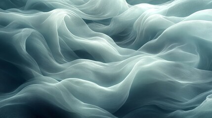 Obraz premium Ethereal Veil of Soft Blue Fabric in Gentle Motion with Subtle Textured Waves