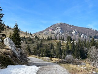 Early spring atmosphere and the last remnants of snow on the mountain road - Northern Velebit...