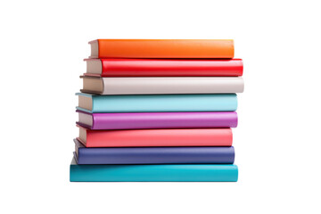 Stack of colorful books arranged in order on a light surface showcasing vibrant spines and contrasting colors in a bright setting