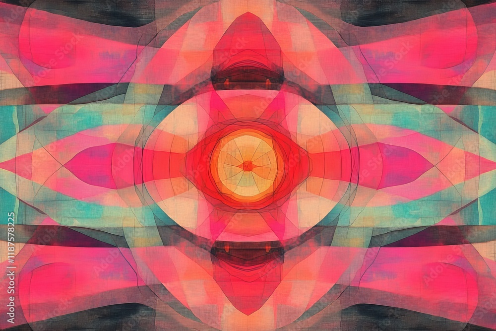 Poster an illustration in a retro style with a cluster of triangles and one unique triangle among them