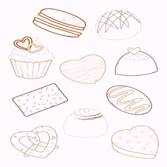 hand drawn of valentine sweets doodle