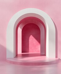 Fototapeta premium Minimalist Product Display Scene with Arch and Geometric Shapes for Cosmetocs